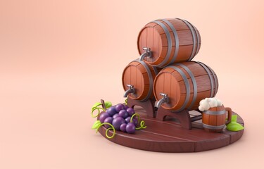 Barrel of Wine. 3D Illustration