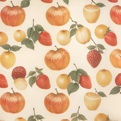 simple fruit pattern AI generated - obrazy, fototapety, plakaty