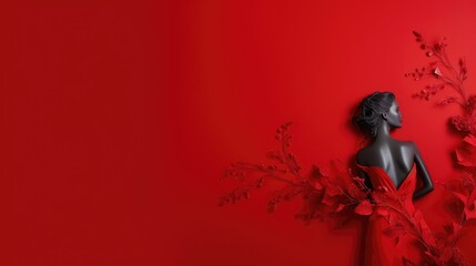 Fototapeta premium Happy Women's Day March 8 on a red background. space for text.