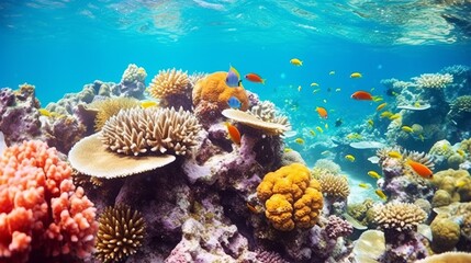 Naklejka na ściany i meble The great barrier reef Australia snorkel or dive. AI generated