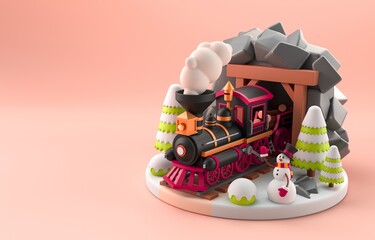 Isolated 3D Train. 3D Illustration