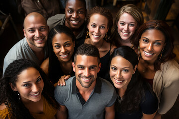 Faces of multiracial people looking at camera. Mixed race friends have fun together, talking smiling at taking selfies. Portrait of students of different nationalities. Diversity in society - obrazy, fototapety, plakaty