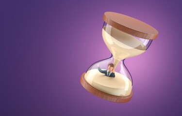 Isolated 3D Hourglass. 3D Illustration