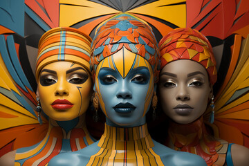 Obraz premium Portrait of people/women from diverse backgrounds, DEIB. Unity in Diversity 