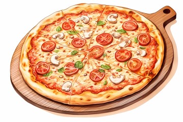 pizza drawing, Italian cuisine, drawing for pizzeria, illustration for cafe, illustration for restaurant, menu item
