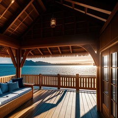 Fototapeta premium wooden villa by the beach