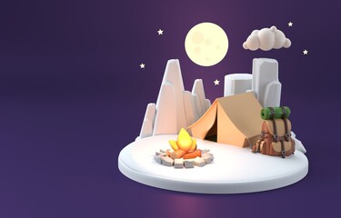 Isolated 3D Camping. 3D Illustration
