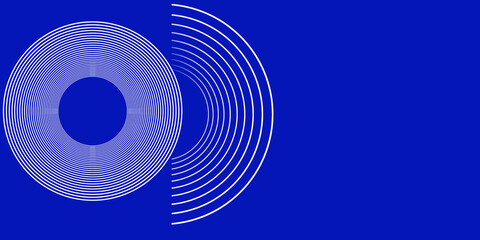 Abstract blue circle. Azure Blue discs with shadows. cylindrical grooves with shadows. abstract pattern of round protrusions and hollows. Banner for insertion into site