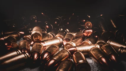 Fotobehang Lots of 9mm bullets, CGI, 3D render © Marcin Zygmunt