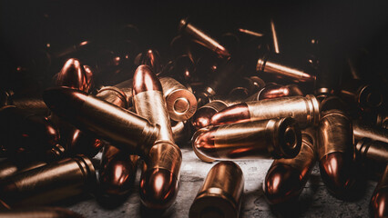 Bullets 9mm parabellum, CGI, 3D render