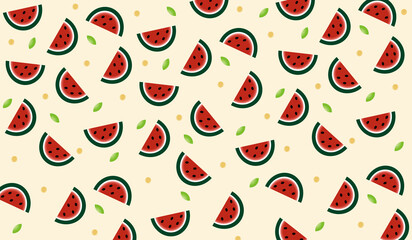 Watermelon slices pattern summer fruits background