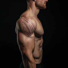 The gym man's billowing muscles created ai generated.