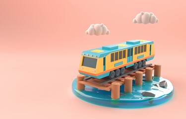 Isolated 3D Train. 3D Illustration