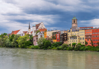 Riverside of the city Wasserburg am Inn
