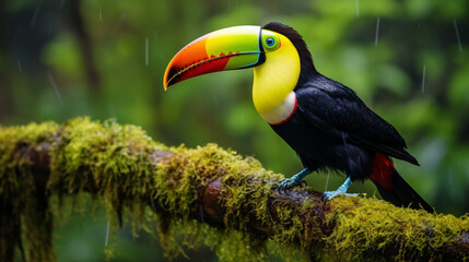 Obraz premium Keel billed toucan Ramphastos sulfuratus closeup