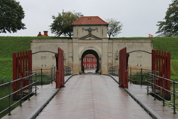 red gate of the fort in copenhagen
