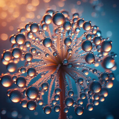 Dandelion closeup with dew.