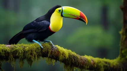 Papier Peint photo Lavable Toucan Keel billed toucan Ramphastos sulfuratus closeup