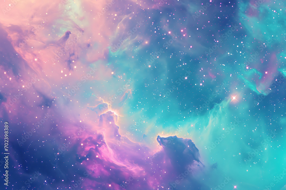 Wall mural pastel space and star dust. horizontal illustration, background