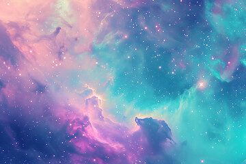 Fototapeta na wymiar Pastel space and star dust. Horizontal illustration, background