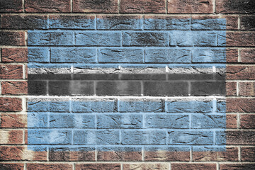 Botswana flag on brick wall background