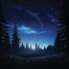 Evening pine forest view, illustrations , Created by ai generated.