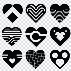 a set of heart icons, love vector illustrations