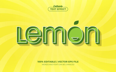 Lemon Yellow 3D Editable Text Effect, Editable Font Style Theme - obrazy, fototapety, plakaty