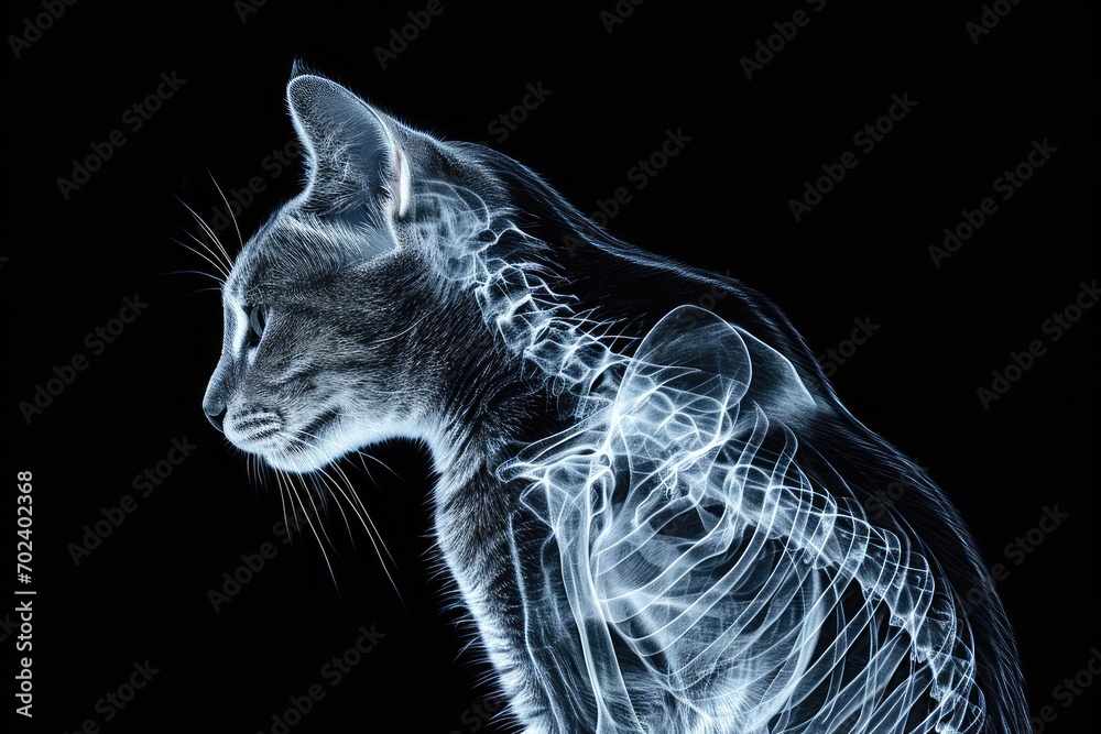 Poster a curious feline reveals its inner strength with a mesmerizing x-ray of its neck, showcasing the res
