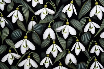 White snowdrop flowers background