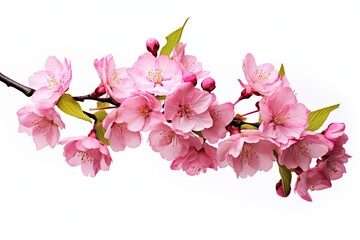 Cherry blossom branch on white background