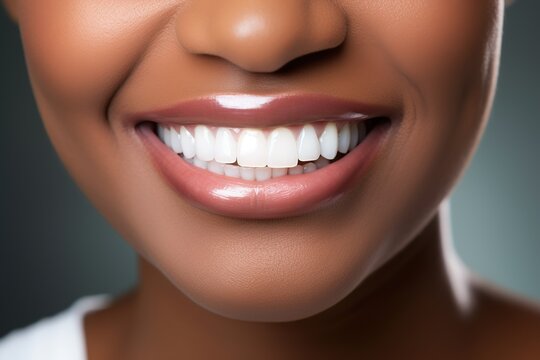 Smile with white healthy teeth of young african american woman