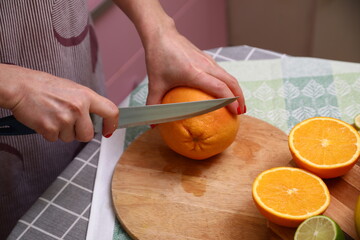 Peel of grapefruit on the kitchen