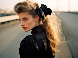 Young adult woman looking a tthe camera at the beach with sun on her skin
