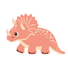 Cute funny cartoon dinosaur on a white background. Print, illustrtation, vector