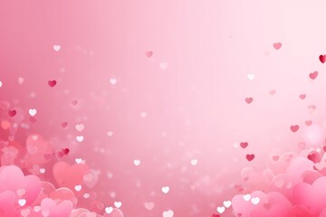 Stylish pink background with heart shaped confetti. Valentine's day, international women day, romantic background