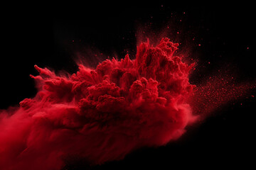 Red powder splash on black background