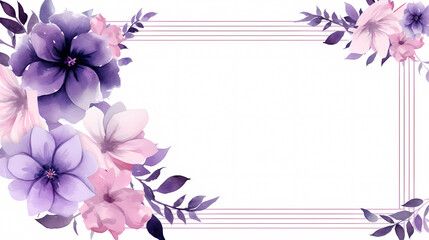 Floral frame with watercolor flowers, decorative flower background pattern, watercolor floral border background