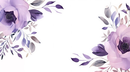 Floral frame with watercolor flowers, decorative flower background pattern, watercolor floral border background