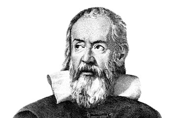 Galileo Galilei pencil drawings Portrait from Italy 2000 lira 1983 Banknotes.