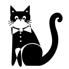 simple cute cat with bowtie, flat design vector graphic resources