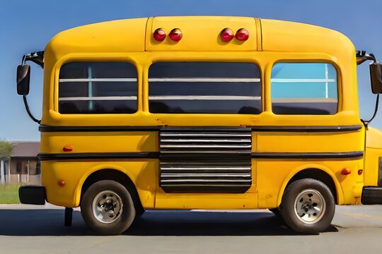 Front view of a yellow school bus Generative Ai