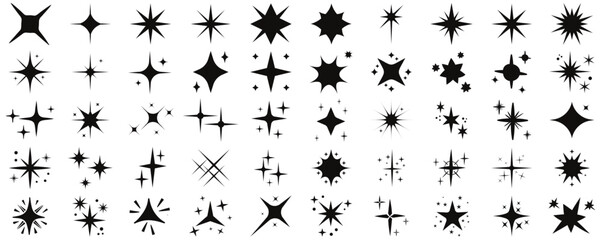 Star icons.Sparkle star icons. Shine icons. Twinkling stars. Sparkles, shining burst. Christmas vector symbols isolated
