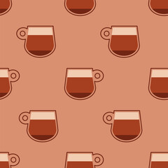 Vector seamless pattern with coffee cups
