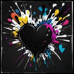 Corazón Splash card (lienzo negro).