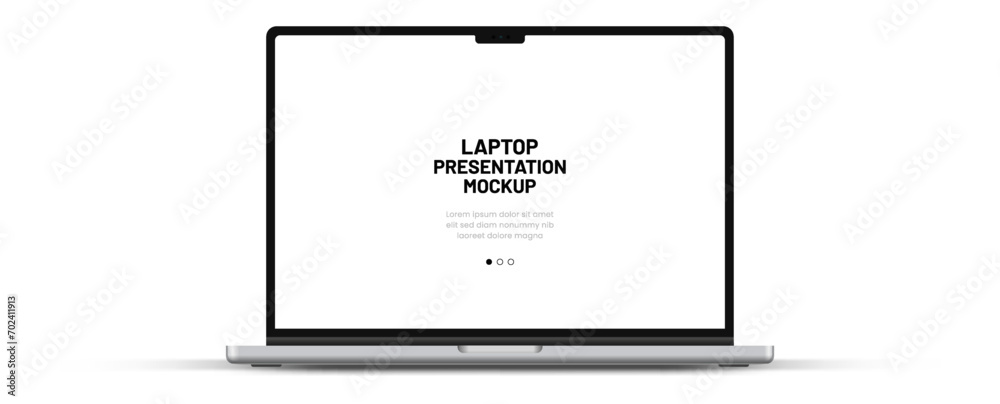 Aufkleber Modern laptop mockup front view on white background. Notebook mockup device mockup for ui ux app and website presentation Stock Vector.