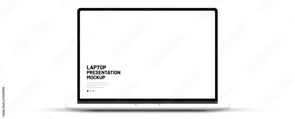 Leinwandbilder Modern laptop mockup front view on white background. Notebook mockup device mockup for ui ux app and website presentation Stock Vector.