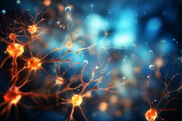 Colorful and intricate neuron cells depicted in a mesmerizing abstract background composition