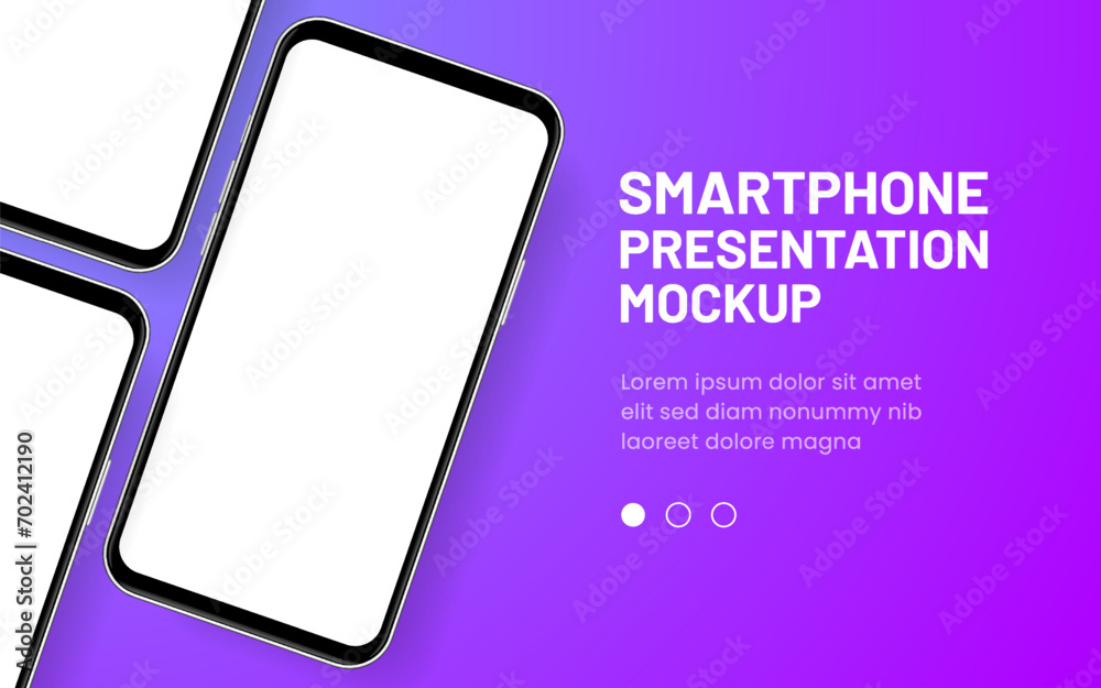 Poster 3d high quality vector smartphone mockups. Ultra realistic mobile device UI UX mockup for presentation template. Cellphone frame with blank screen isolated templates. 3d isometric illustration.