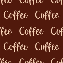 Seamless pattern with coffee lettering 